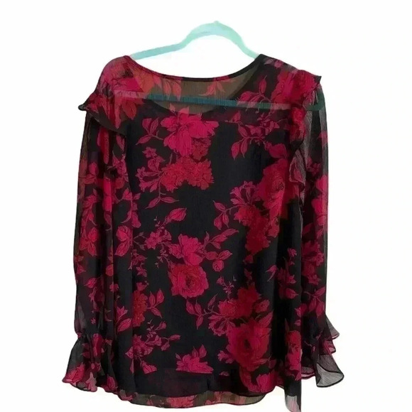 Fox & Ali Burgundy and Black Top 2X - Picture 1 of 2